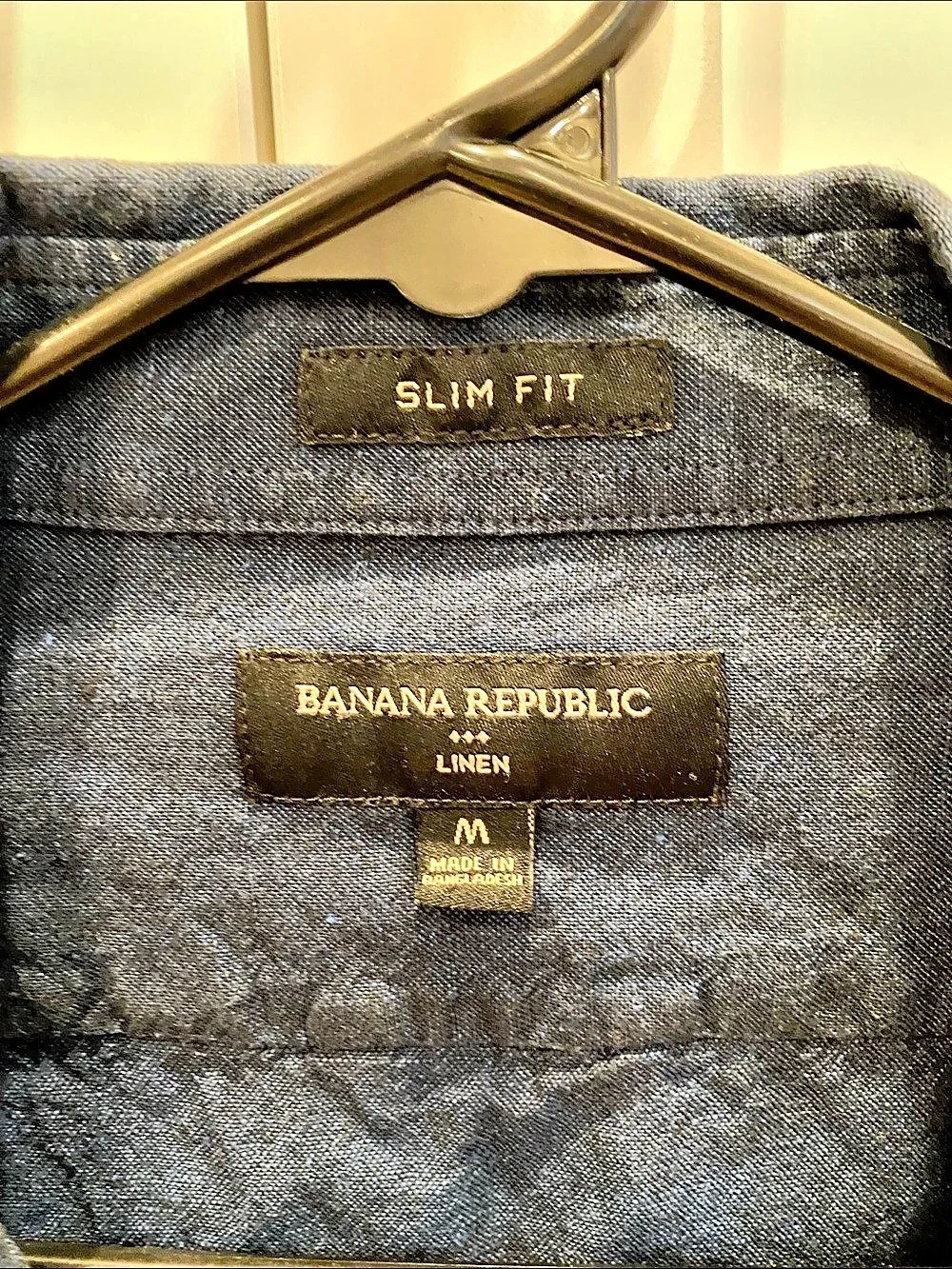 Banana Republic Slim Fit Linen Shirt Men's Medium Gray